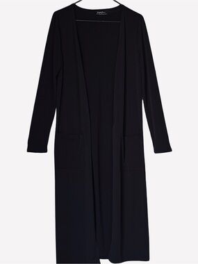 Open-Front Black Women's Cardigan Long Sweater Large